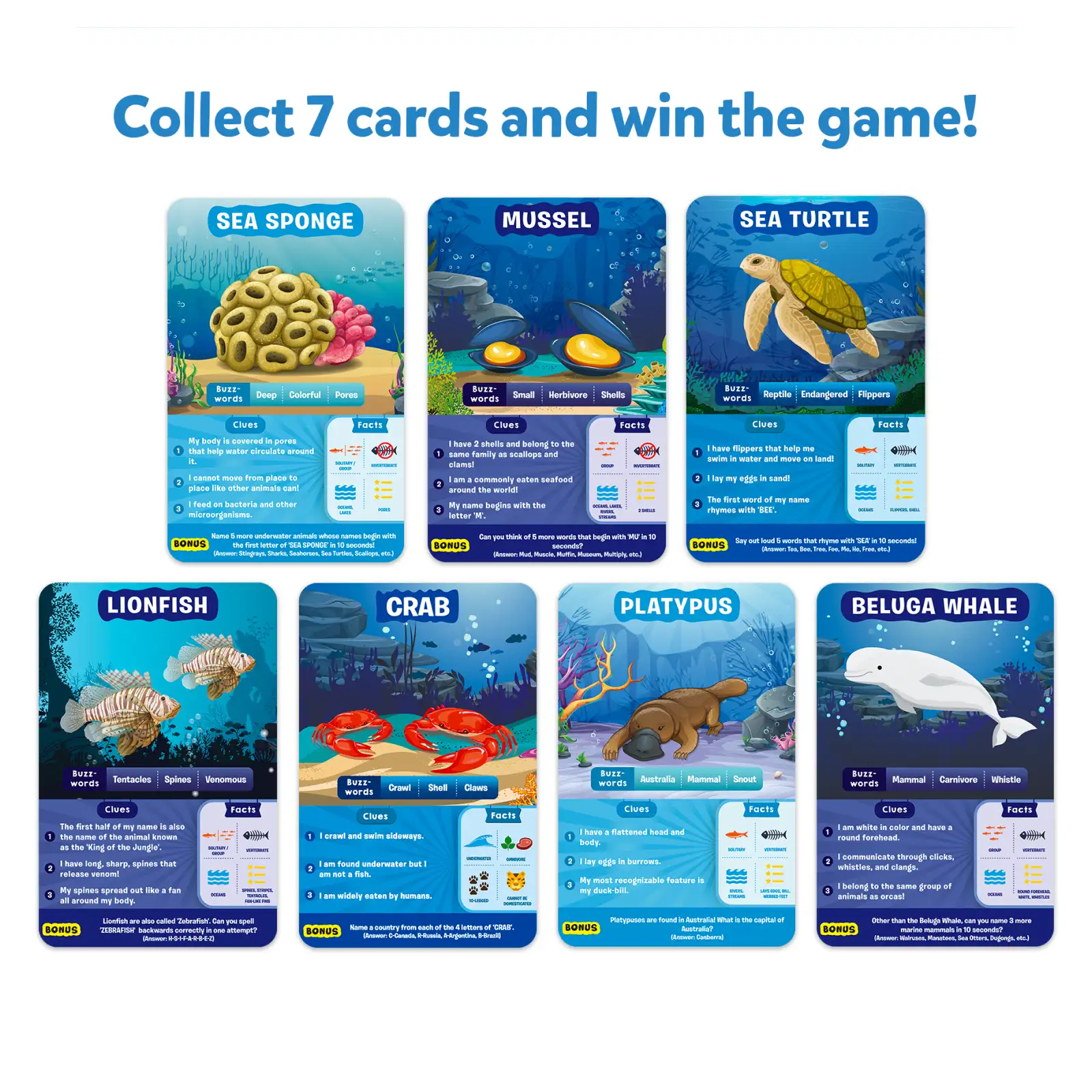 Guess in 10: Underwater Animals | Trivia card game (ages 8+) - Image 4