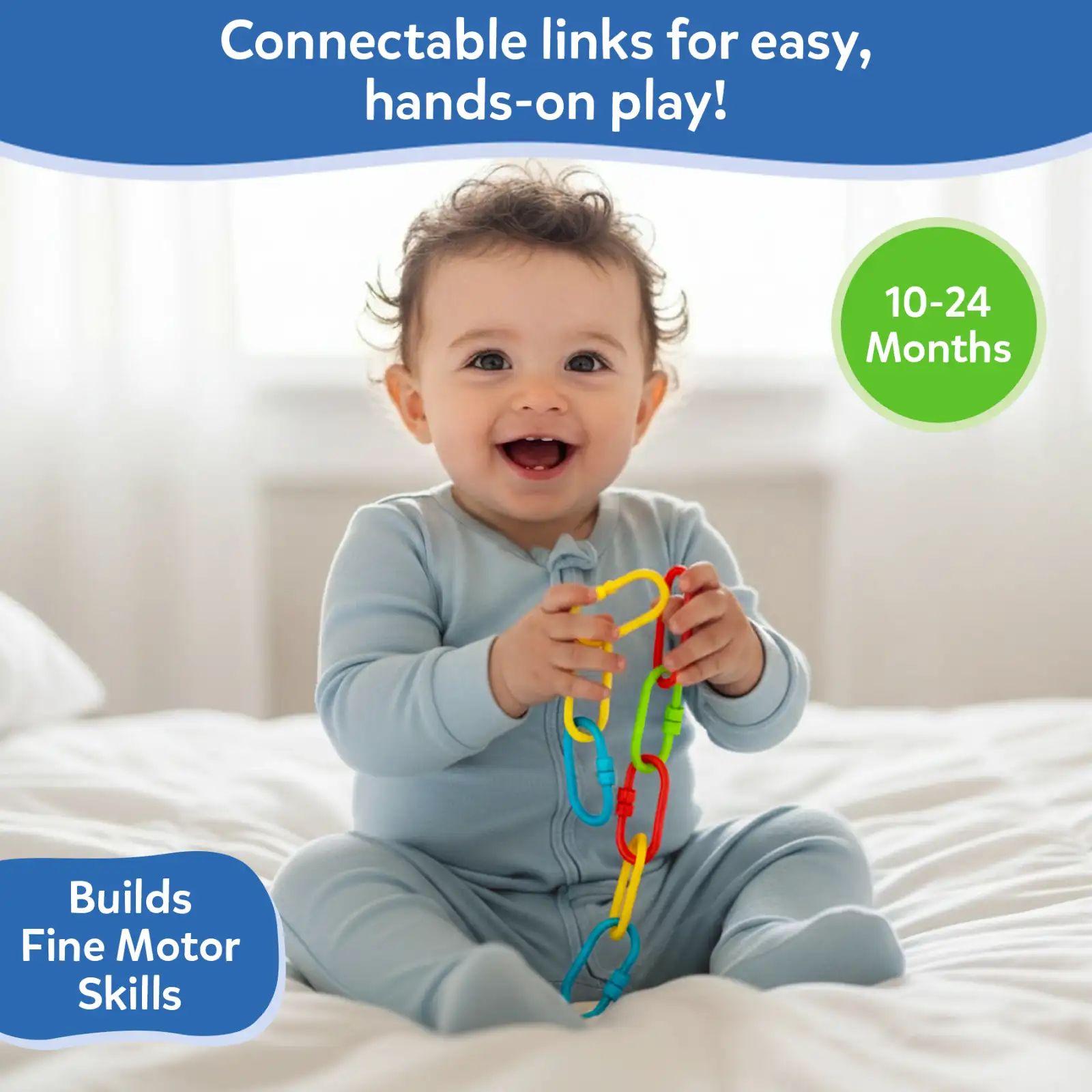 Linkies: Set of 36 Links | Connectable Learning Link Toy for Toddlers (10-24 months) - Image 3